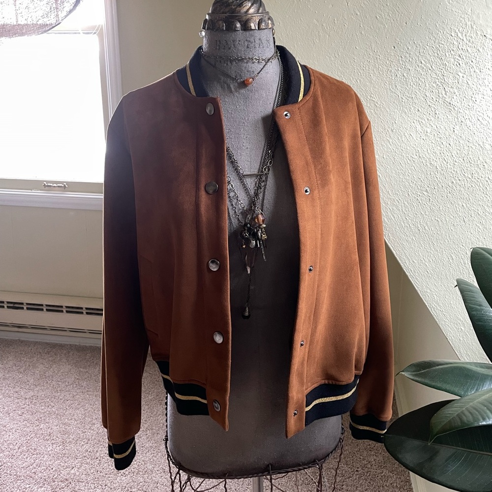 Zara Suede Varsity Jacket